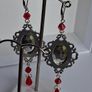 Gothic Ornate Filigree Deep Red Garnet Tassel Earrings Image 9