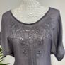 Sheer embroidered grey blouse top | NWT Size UK12 Image 3
