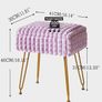 Rectangle Vanity Chair with Storage Space, Footrest Footstool Ottoman, Vanity Stool, Dressing Table Chair, with Anti-Slip Feet, for Makeup Room, Bedroom, Square Grid Pattern, Purple Image 8
