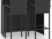 3 Piece Garden Bar Set Black