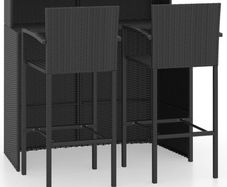 3 Piece Garden Bar Set Black
