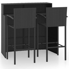 3 Piece Garden Bar Set Black