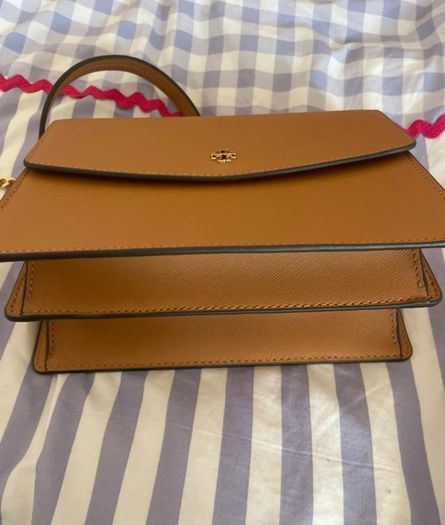 Tory Burch Brown Cross Body Bag with Gold Hardware
