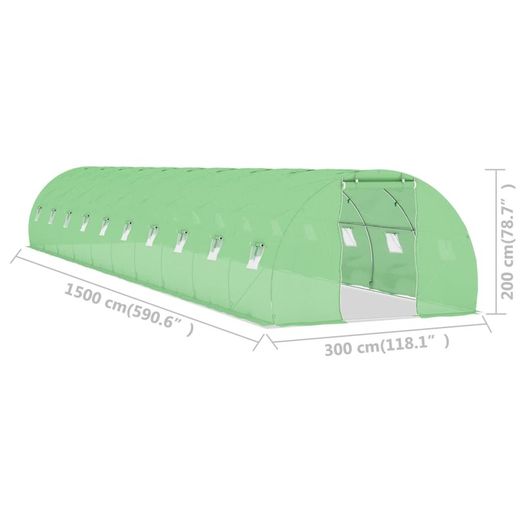 Greenhouse 45 sq.m 15x3x2 m