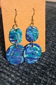 Blue marble earings