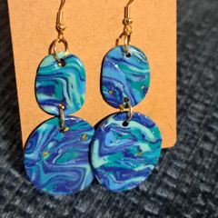 Blue marble earings