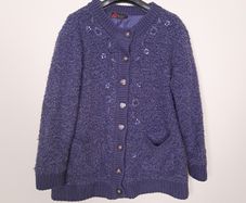 Sarah Dunnway Purple Sequin Embellished Floral Knit Boucle Cardigan Size M