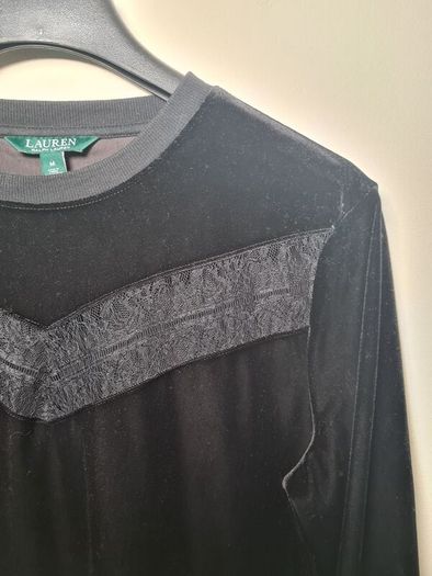 womens RALPH LAUREN black velvet sweater jumper blouse Size medium