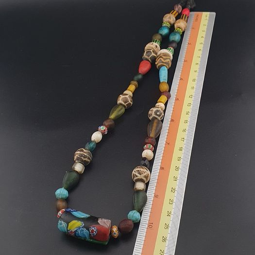 Rare Vintage Asian African Pumtek Pyu Glass Bead Necklace