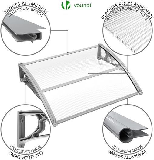 Front Door Canopy Outdoor Awning, Rain Shelter for Back Door, Porch, Patio, Window, 100 x 80 cm (FREE SHIPPING)