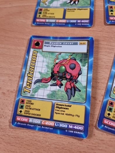 12 Rookie level Digimon cards. 1999