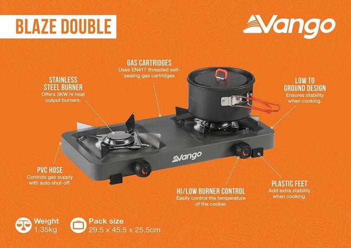 Vango Blaze Double Gas Stove / Cooker New