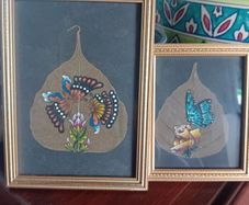 A pair of Vintage handpainted Peepal Leaf Paintings