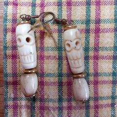 Halloween Skeleton Bone Carved drop earrings