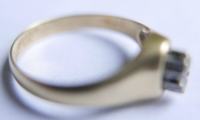 Vintage 14K White Yellow Gold  Diamond Wedding Engagement  Ring size P1/2 - 3,6g