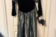 Girls' Witch Halloween Costume with Skeleton Broom. Age 10 / 12