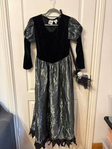 Girls' Witch Halloween Costume with Skeleton Broom. Age 10 / 12