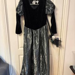 Girls' Witch Halloween Costume with Skeleton Broom. Age 10 / 12