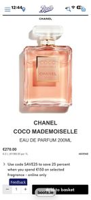 Chanel Coco Mademoiselle 200ml parfum for her