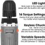 13Pc Cordless Drill Driver 18V/20V-Max Lithium-Ion, Electric Screwdriver, Accessory Kit, LED Work Light, Quick Change Battery & Charger Included (FREE POSTAGE) Image 2