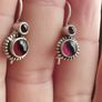 Vintage Sterling Silver Garnet Earrings. Image 6