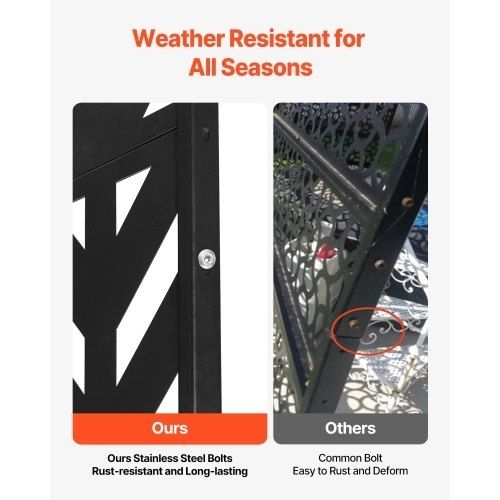 Metal Privacy Screen, 47" W x 72" H, Outdoor Privacy Screens 5-Panel, Freestanding Outdoor Divider with Stand, Decorative Garden Steel Privacy Fence for Balcony Patio Indoor Room Black