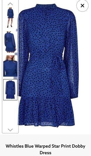 BNWT - Whistles Blue Warped Star Print Dobby Dress UK 14