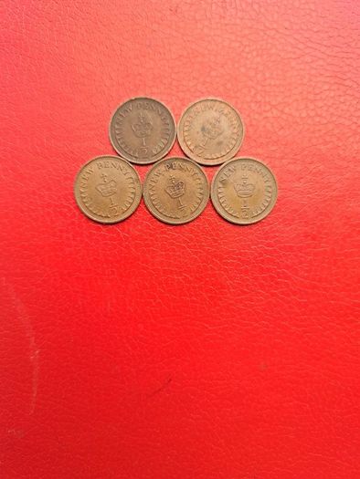 5 X 1970s British 'New' Halfpenny
