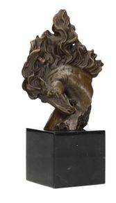 Horses Head (30cm) - Bronze, Marble, Signed