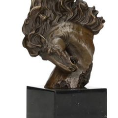 Horses Head (30cm) - Bronze, Marble, Signed