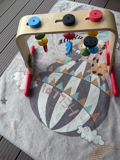IKEA LEKA baby gym, birch plywood/multicolour, 43 cm height, 59 cm width, activity toys for babies