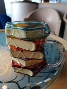 Stack of books design glass mug