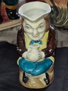 Vintage Ceramic Character Toby Jug, featuring a man in a brown coat and yellow vest, Postage Available or Collection