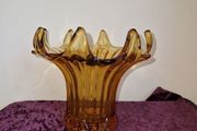 1930's Sowerby amber glass lily vase