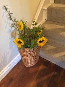 Free Post or Free Large Glass Vase - Wicker Stair Basket with Handle see all photos - as new