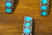 Silver  set with turquoise, Hallmarked