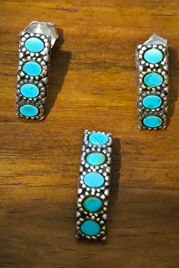 Silver  set with turquoise, Hallmarked