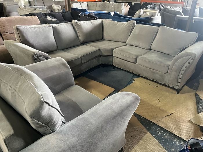 Grey corner sofa + matching armchair