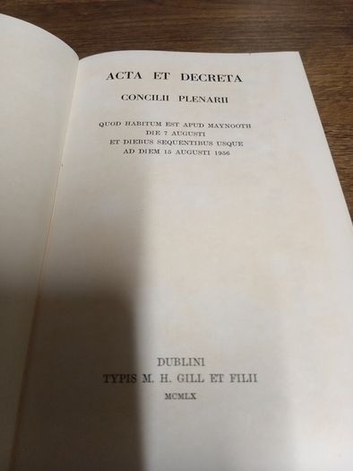1960 in Latin. Acta et Decreta Concilii Plenarii Maynooth 1956
