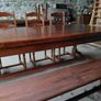 Antique 8 seater solid French monastery Oak table plus 4 seater bench and 4 chairs Image 9