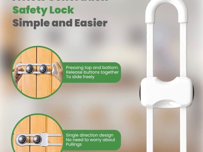 Cupboard Locks for Children & Baby Proofing for Both Cabinet Knobs and Cabinet Handles (6 Packs). U Shape Easy Slide Baby Drawer Safety Lock to Keep Your Child Safe