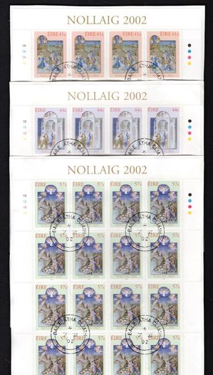 2002 Ireland Christmas Commemorative Stamp Sheetlets Fine Used with Dublin CDS cancel of 10th November 2003 (First day of issued) on envelope extract.