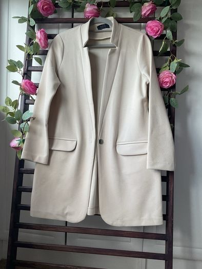 jacket beige longline marks & spencers size 8-10