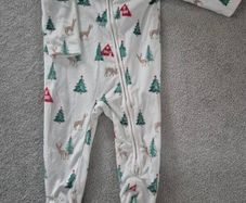 Dunnes Christmas Fleece Sleepsuit, 6-9 months