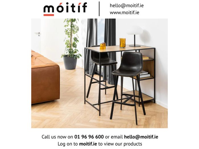 Leo Barstool with Footrest - Black