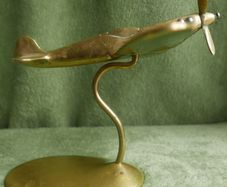 Vintage Brass Spitfire with Stand Desk Ornament Scouts WW2 War Battle of Britain