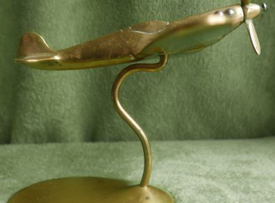 Vintage Brass Spitfire with Stand Desk Ornament Scouts WW2 War Battle of Britain