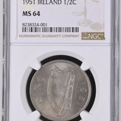 Ireland 1951 | Half Crown | Irish 2s6d | Horse | KM.16a | MS 64