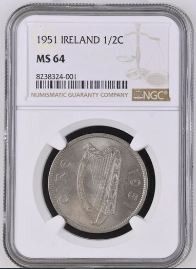 Ireland 1951 | Half Crown | Irish 2s6d | Horse | KM.16a | MS 64