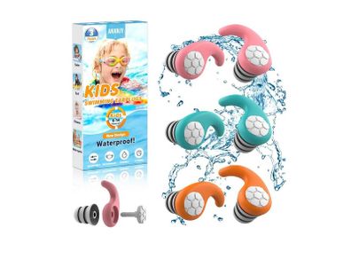 Waterproof Swimming Ear Plugs for Kids (6-14 Years Old) - 3 Pairs